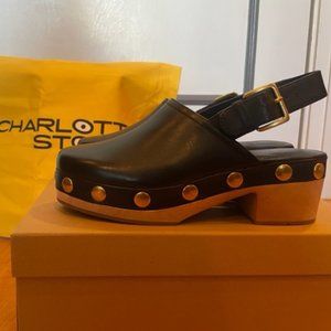 Charlotte Stone | Jona Slingback Low Heel Clog in Black - Size US 8